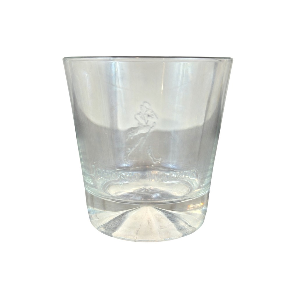 Johnnie Walker Whiskey‎ Rocks Thick Glass Glass Embossed Logo 3 3/4" Tall
